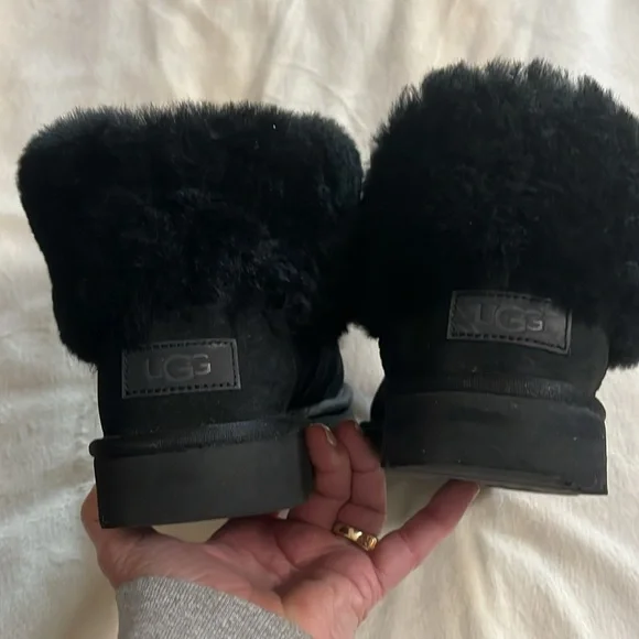 Ladies, black suede UGG ankle booties - Picture 3 of 5